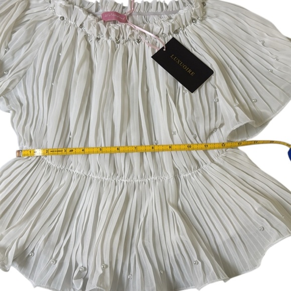 Luxuoire Cropped Off the Shoulder Top with Bling - S - Picture 11 of 16